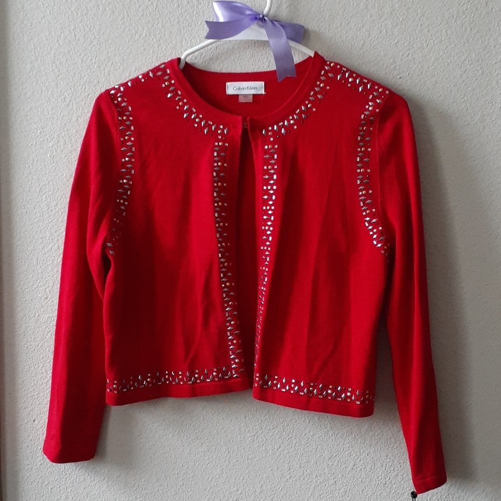 Calvin Klein Cardigan sz Small, Red color